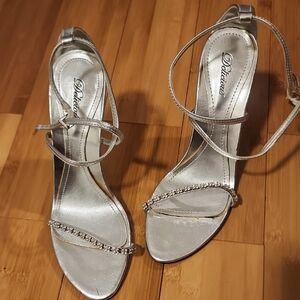 Delicious Shimmering Silver Strappy Heels